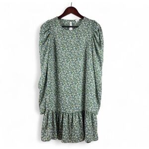 Melrose and Market Dainty Floral Whimsy Cottagecore Puffy Folded Sleeve Dress S